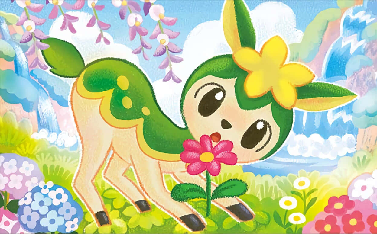 Springtime Deerling Illustration Wallpaper