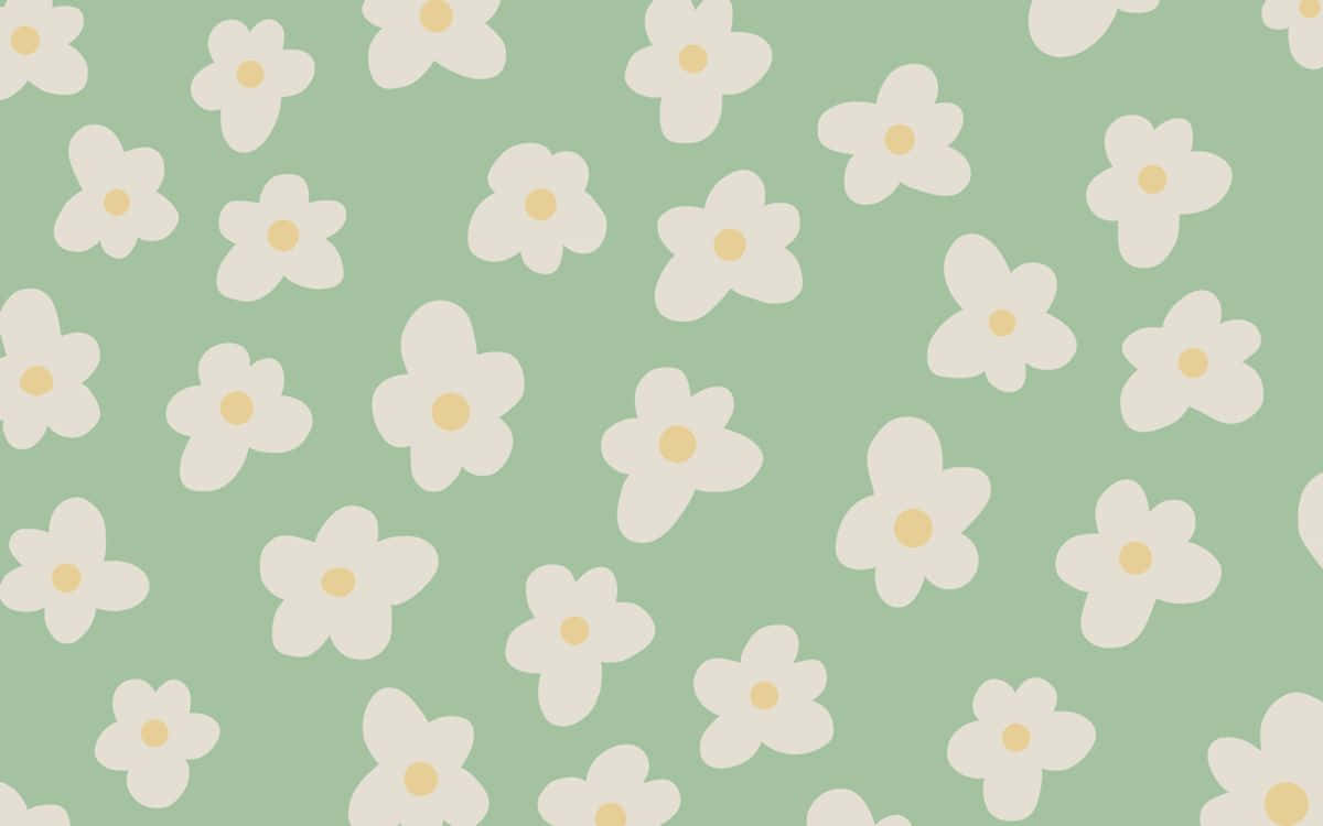 Motif Floral Printanier Sur Fond Vert Fond d'écran