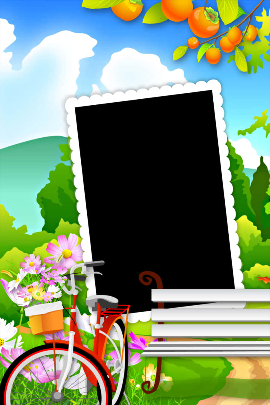 Springtime Picture Frame Template PNG