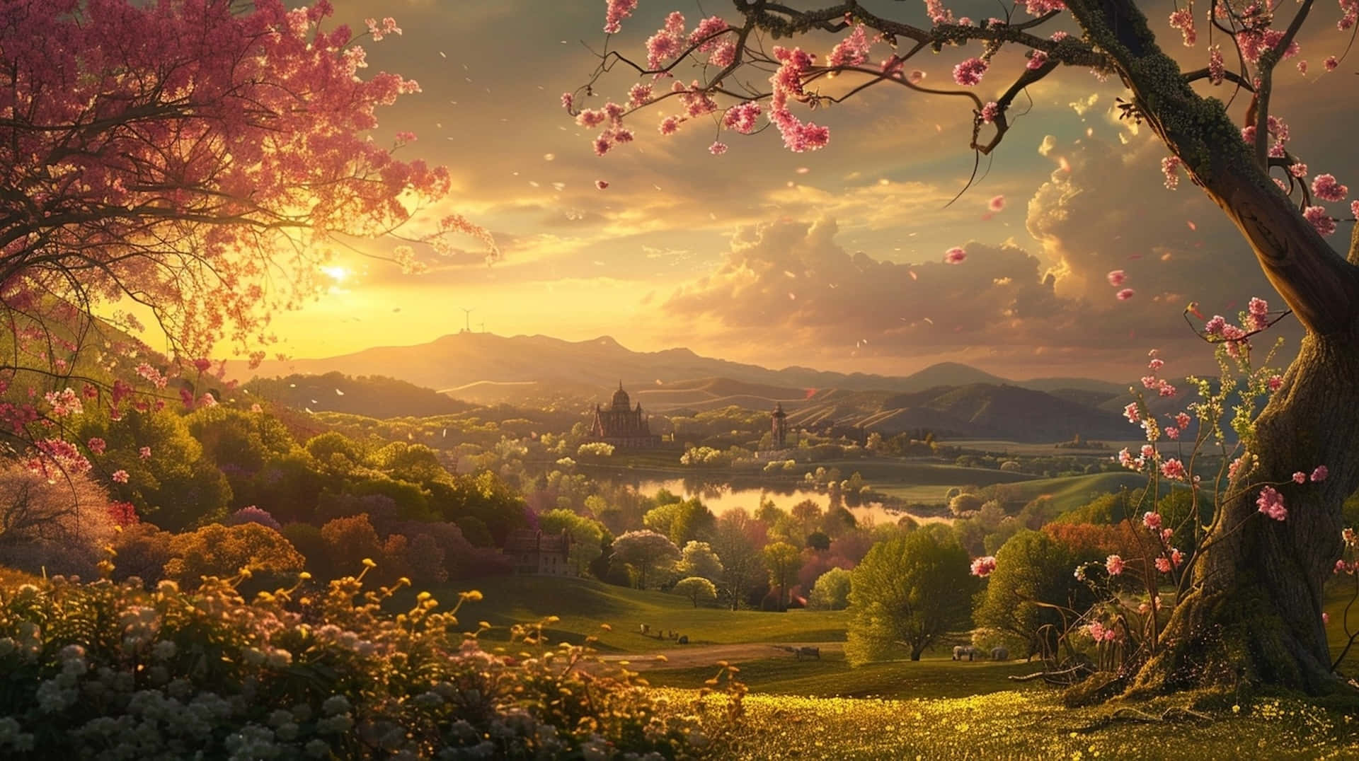 Springtime_ Sunset_ Valley_ View.jpg Wallpaper