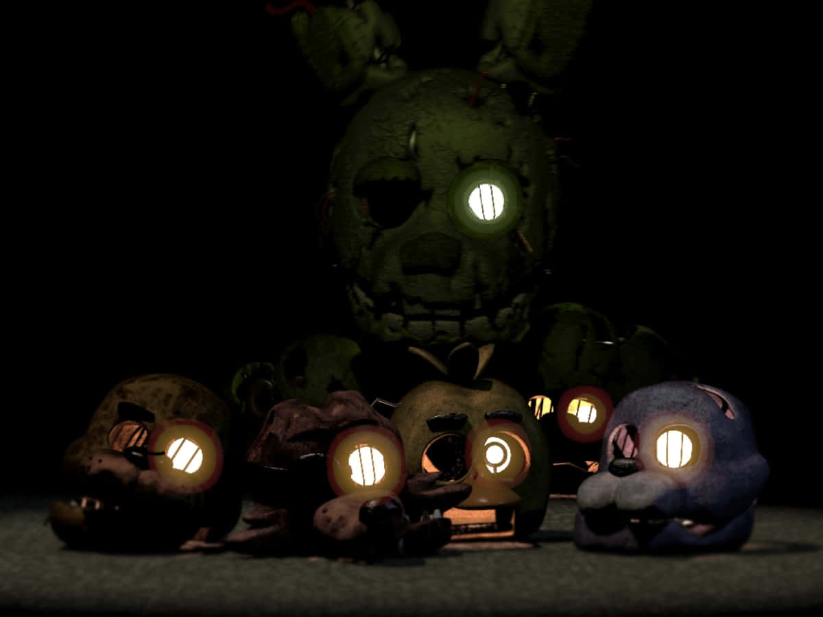 Caption: Creepy Springtrap character from Five Nights at Freddy's Wallpaper