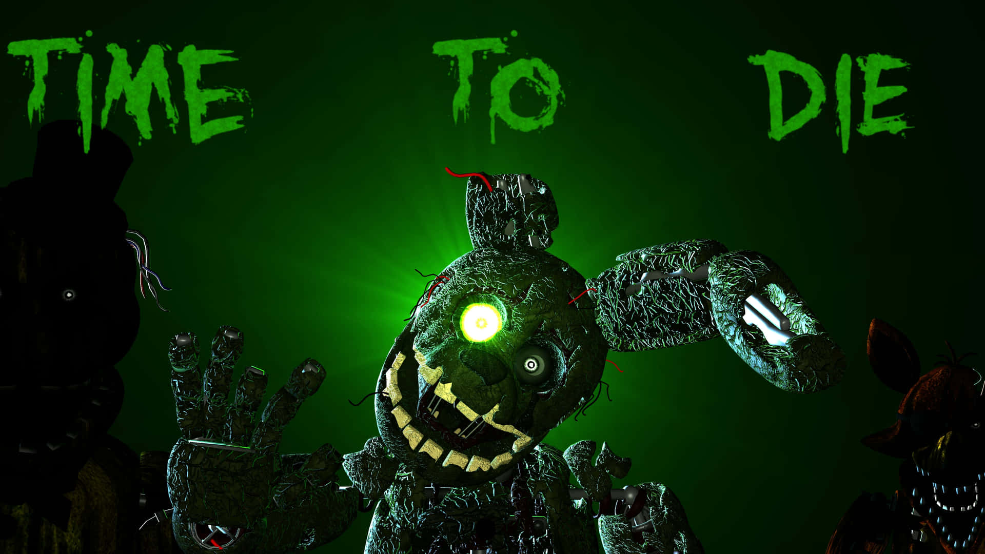 Springtrap Menyeramkan Mengintai Dalam Kegelapan Wallpaper