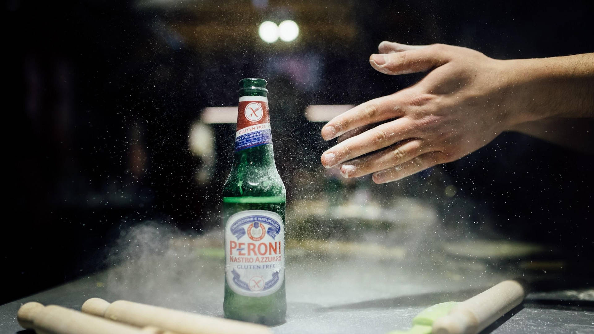 Sprinkle Of Flour On A Peroni Beer Wallpaper