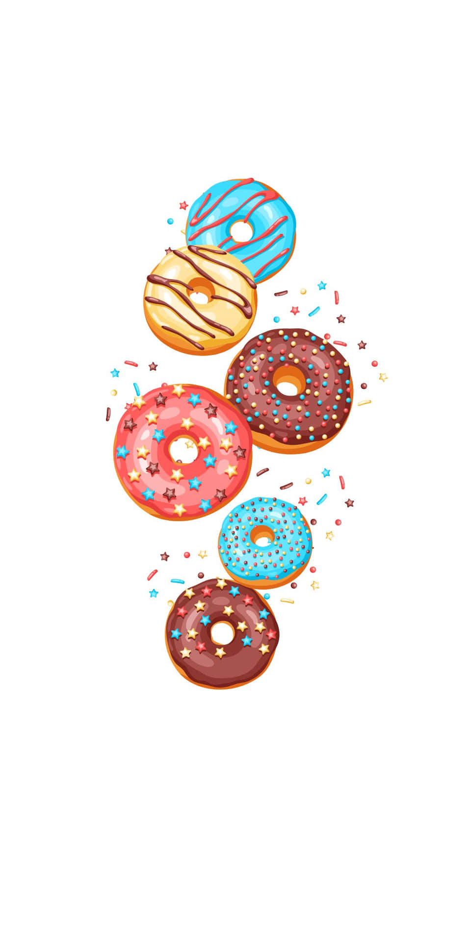 Farverige donuts med drysser baggrund