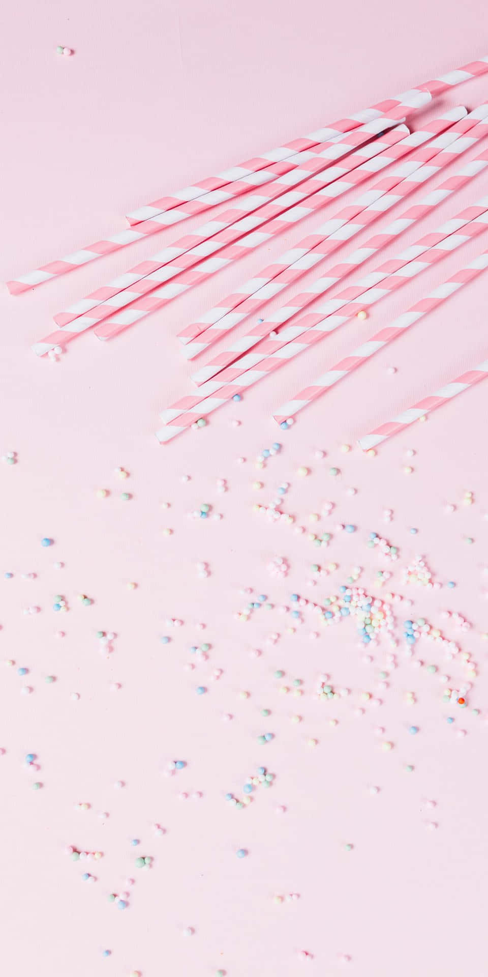 Pink Straw And Sprinkles Background