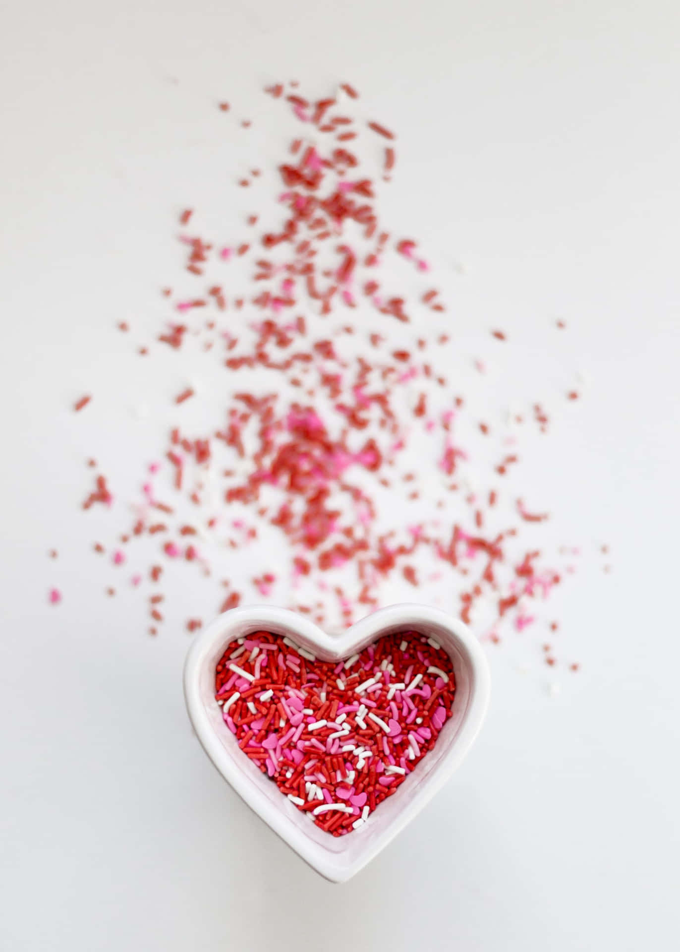 Sprinkles Heart Bowl Aesthetic Valentine's Day Wallpaper