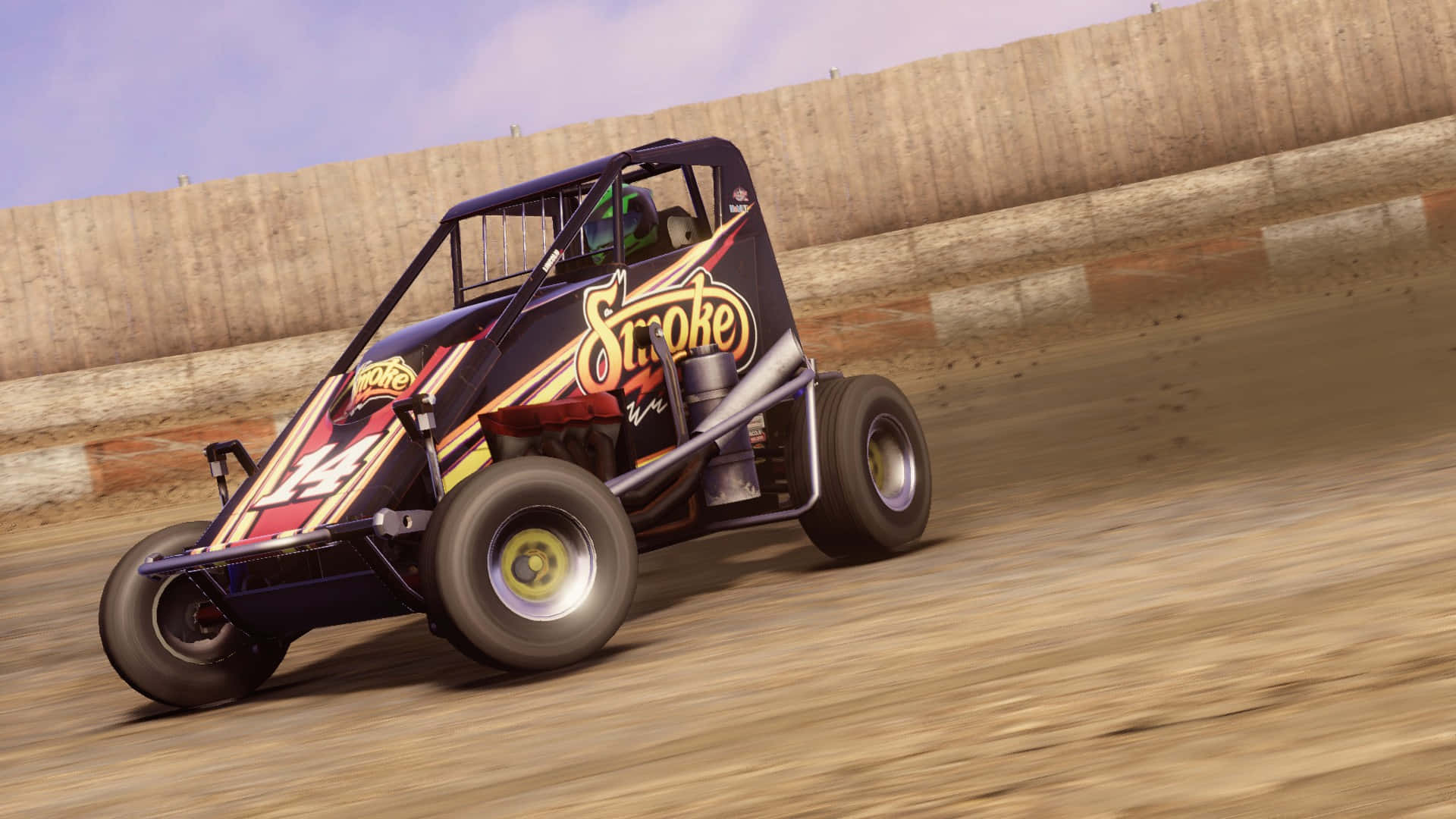 A Dirt Track Race Car Driving On A Dirt Track Wallpaper
