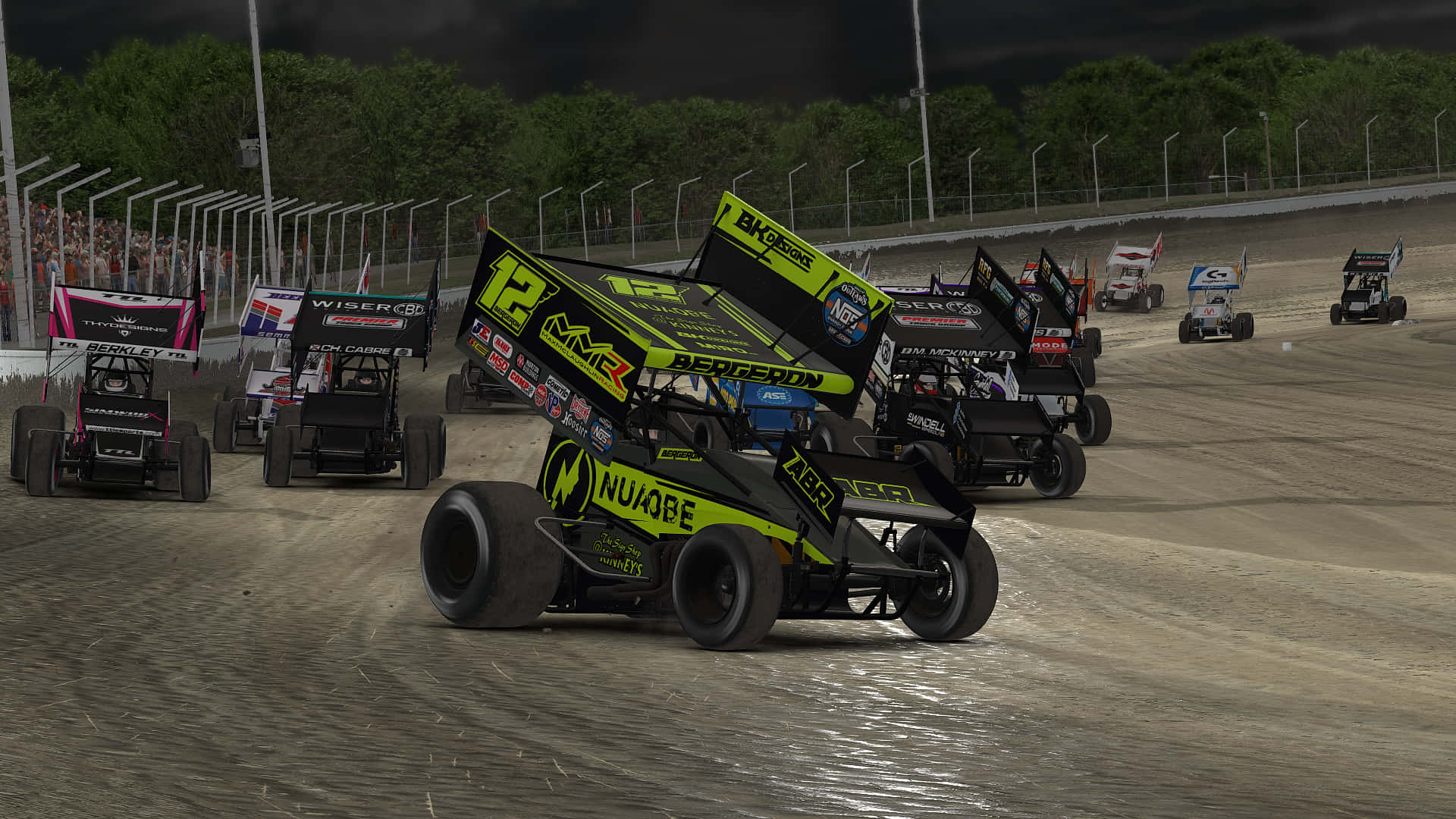 A Race Of Dirt Cars On A Dirt Track Wallpaper