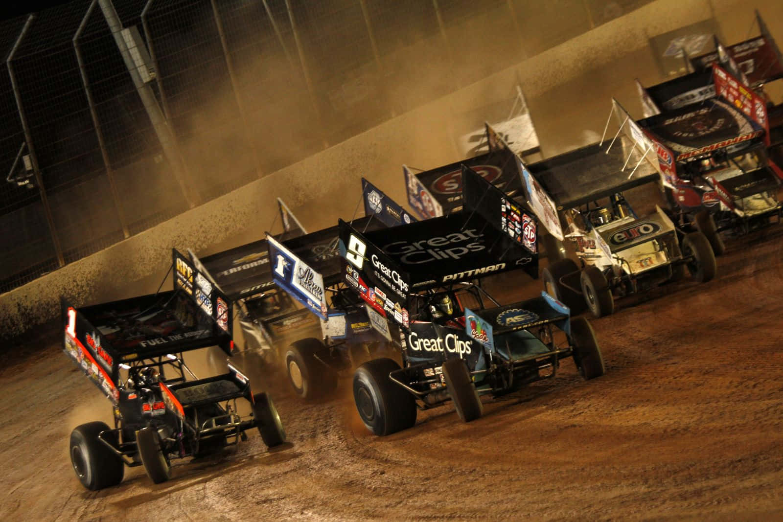 Racing the Dirt Track in a Sprint Car Wallpaper