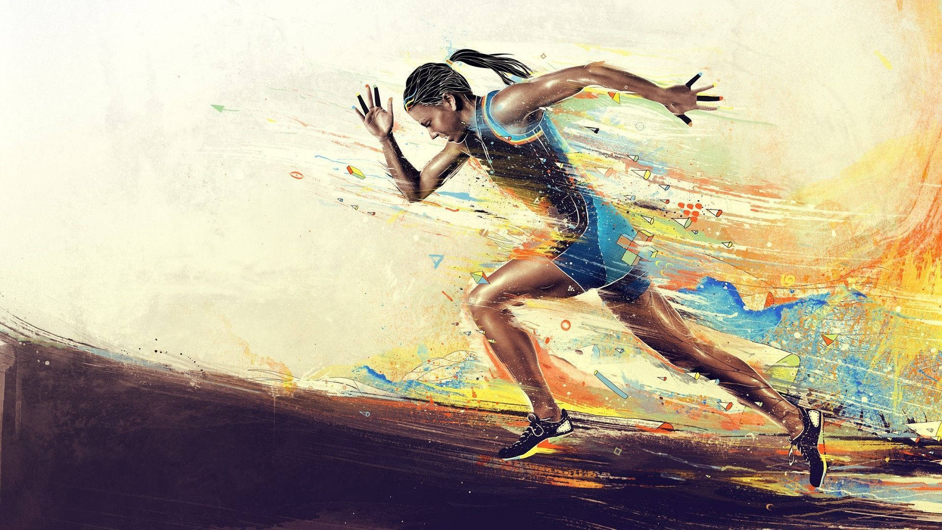 Sprinter Woman In Marathon Art