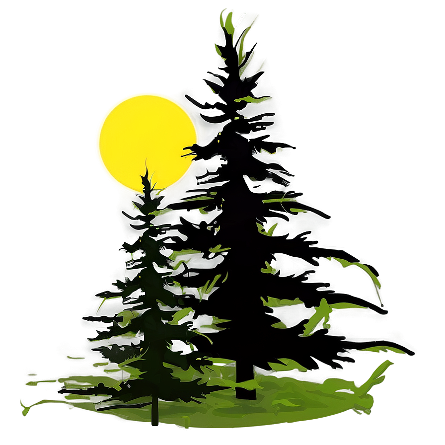 Spruce Tree In Full Moon Light Png 3 PNG