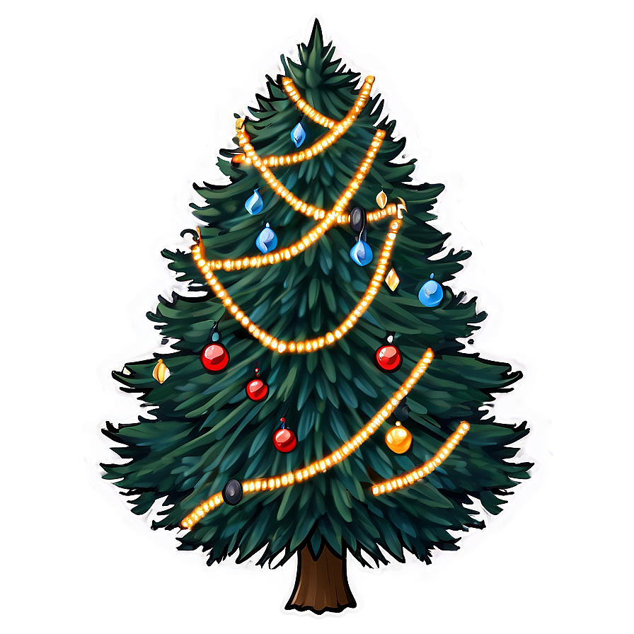 Spruce Tree With Christmas Lights Png 06132024 PNG