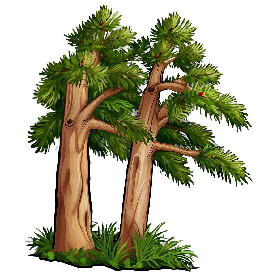 Spruce Tree With Wildlife Animals Png 06132024 PNG