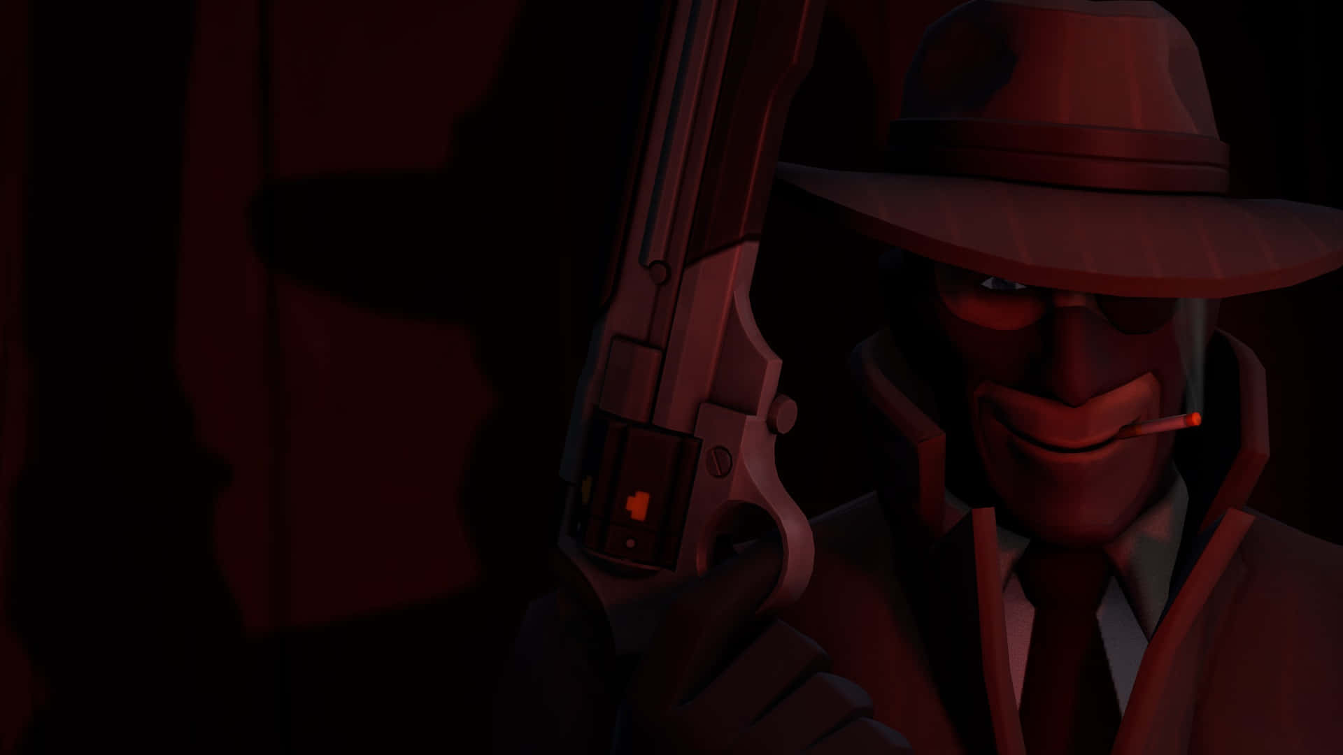 A Man In A Hat And Suit Holding A Gun