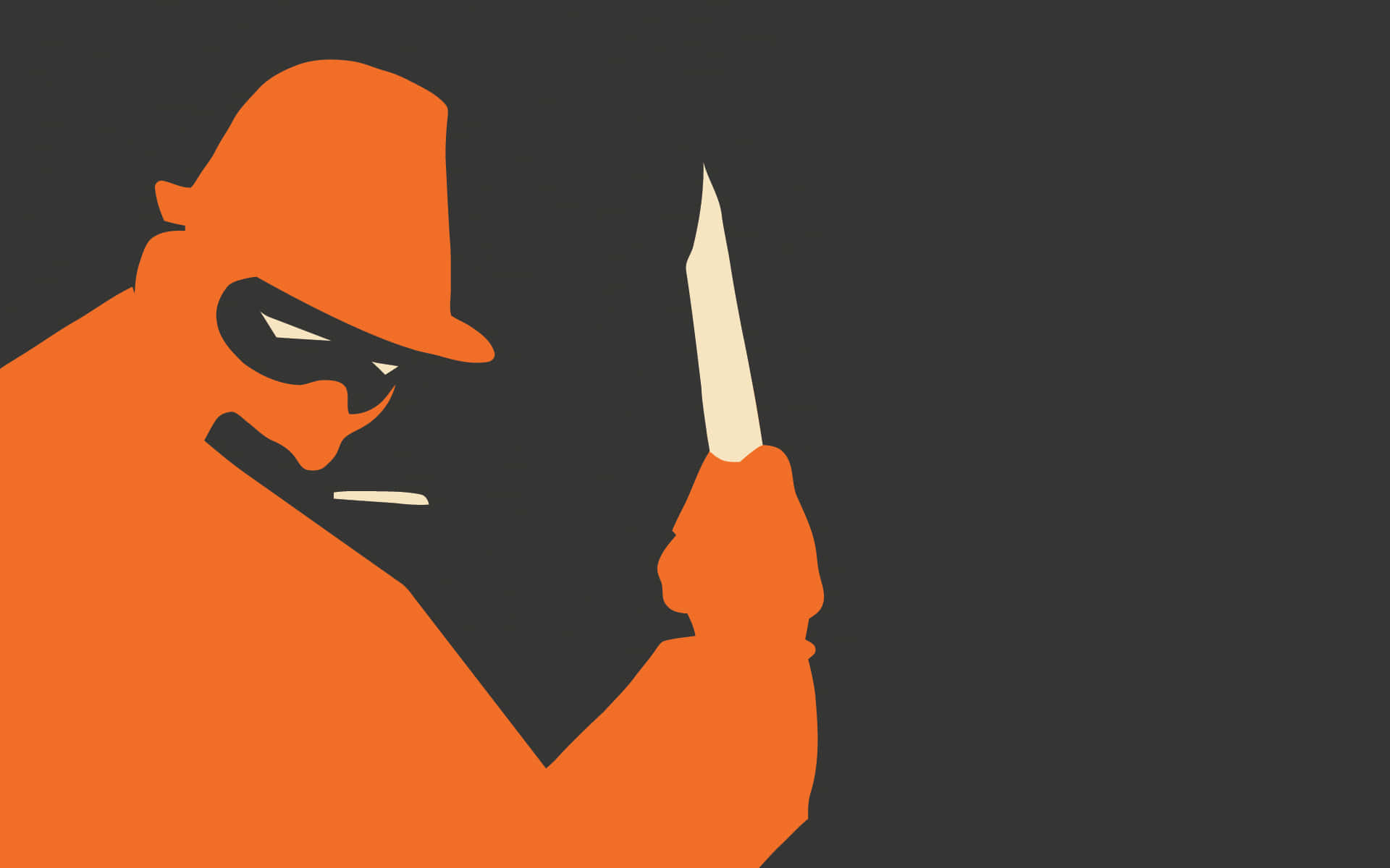 A Man In Orange With A Knife