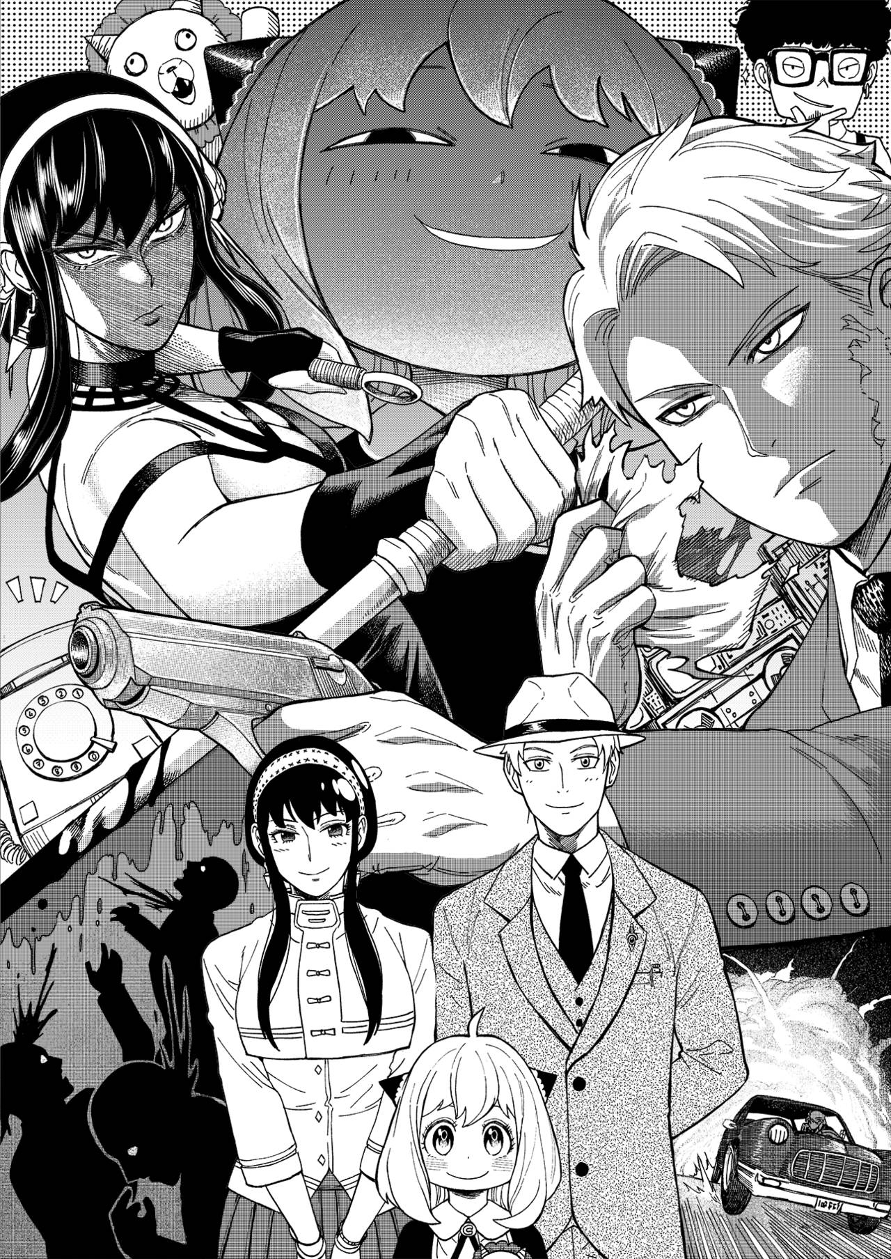 Spy X Family Greyscale Manga Wallpaper