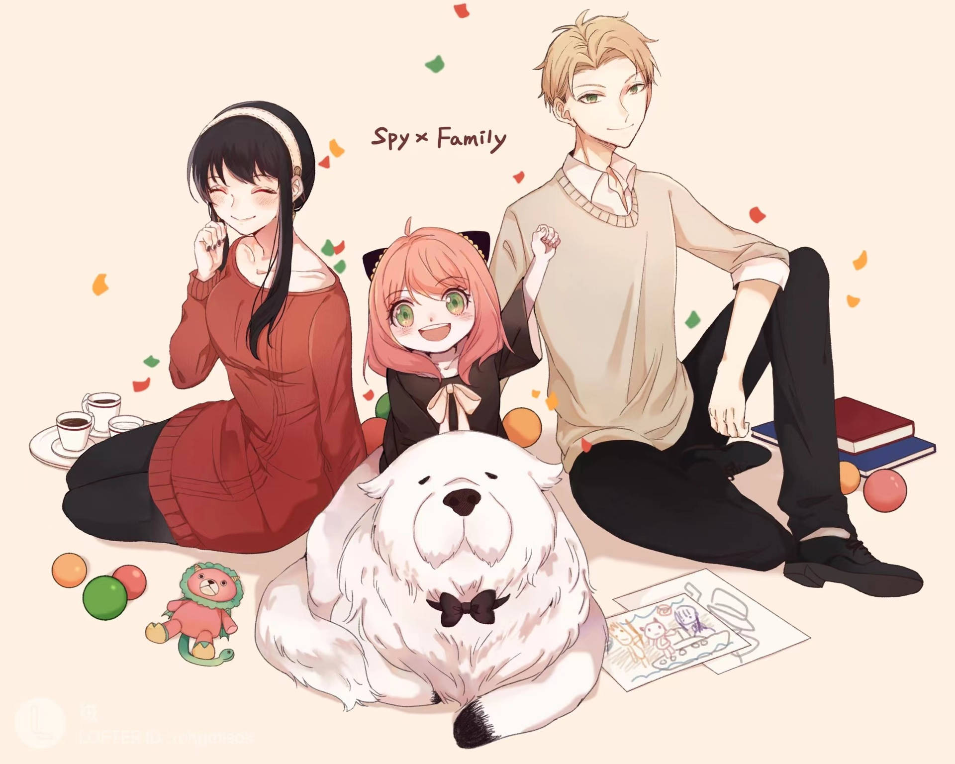 Spy X Family Seated Together Wallpaper