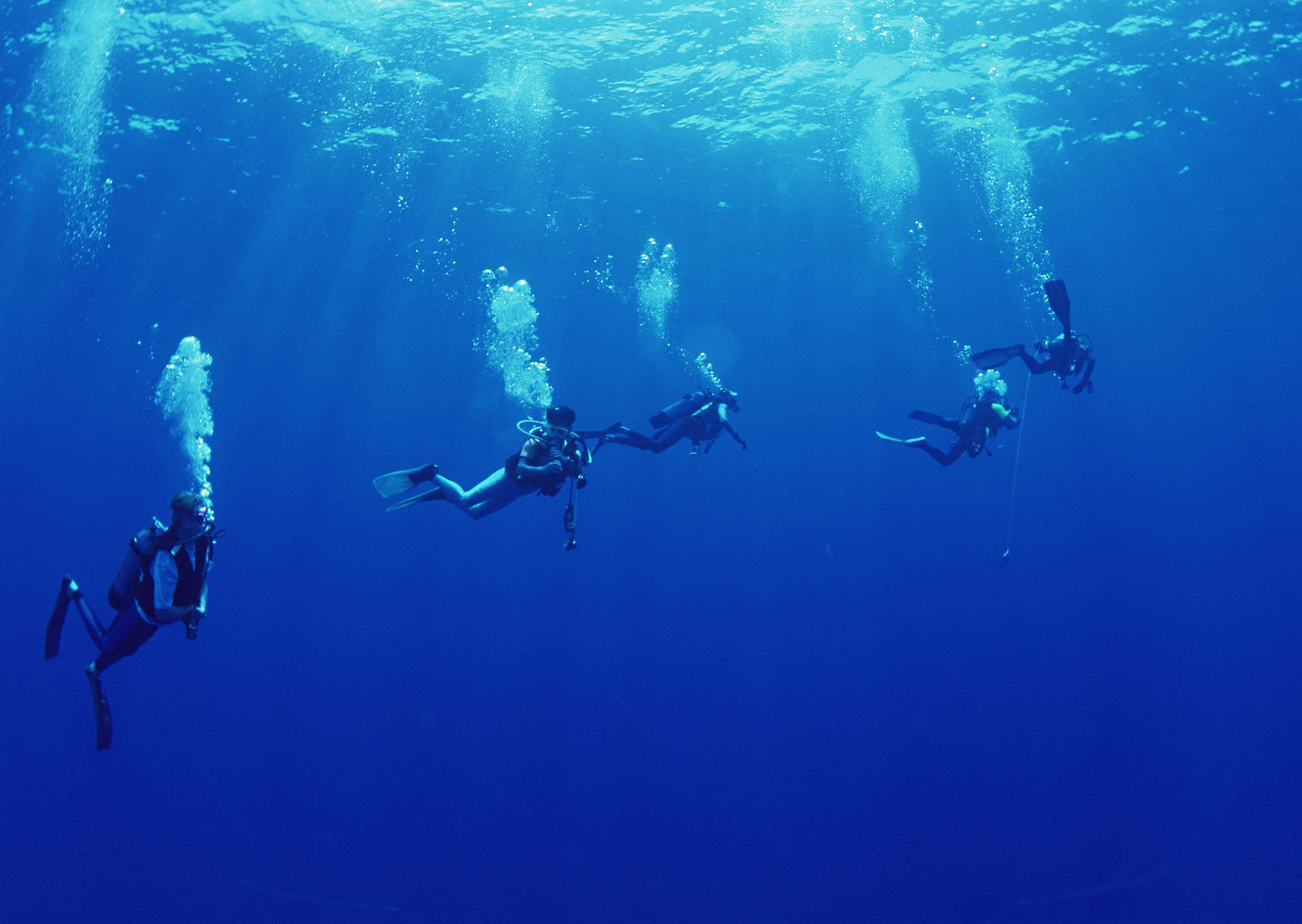 Squaddiving Scuba Divers - Gruppdykande Vrakdykare. Wallpaper