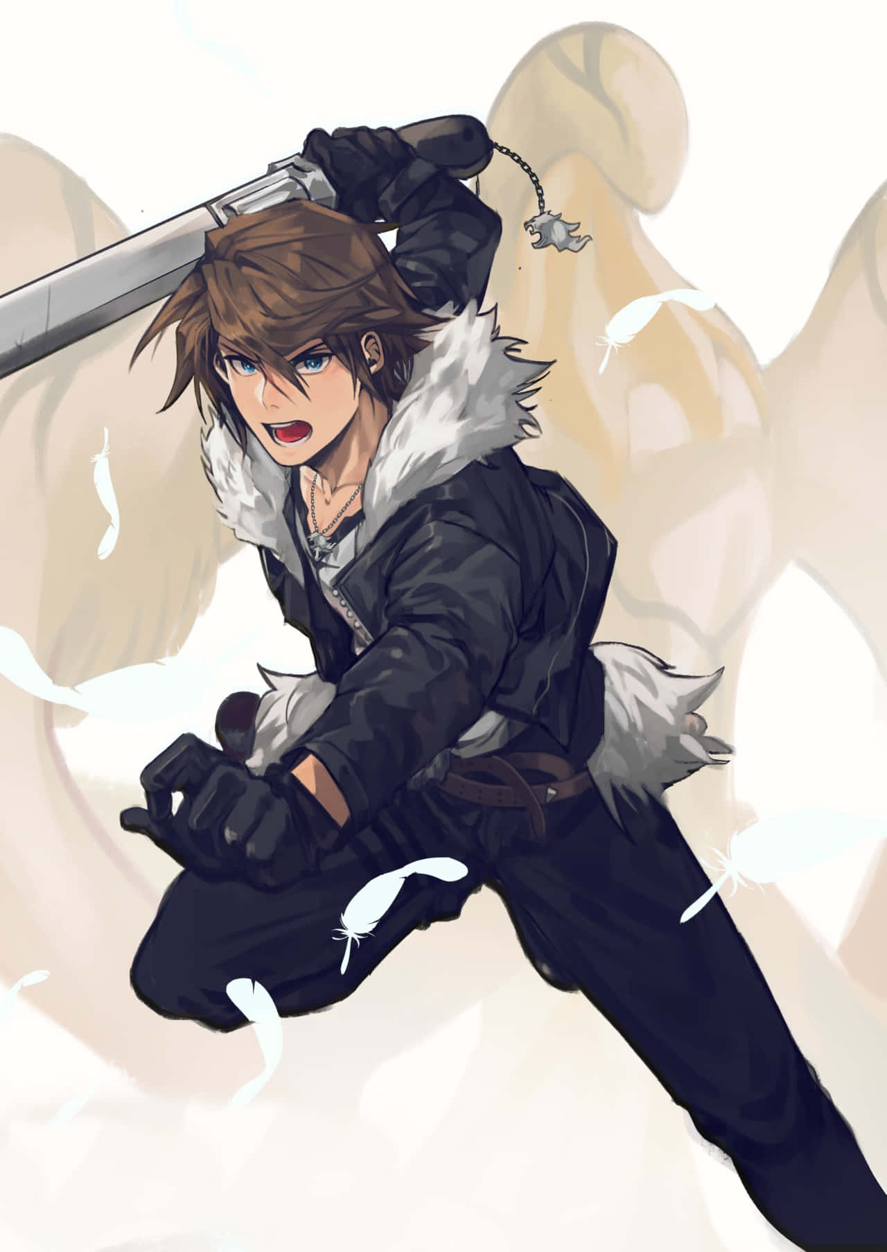 Squall Leonhart From Final Fantasy Viii In Combat Mode Wallpaper
