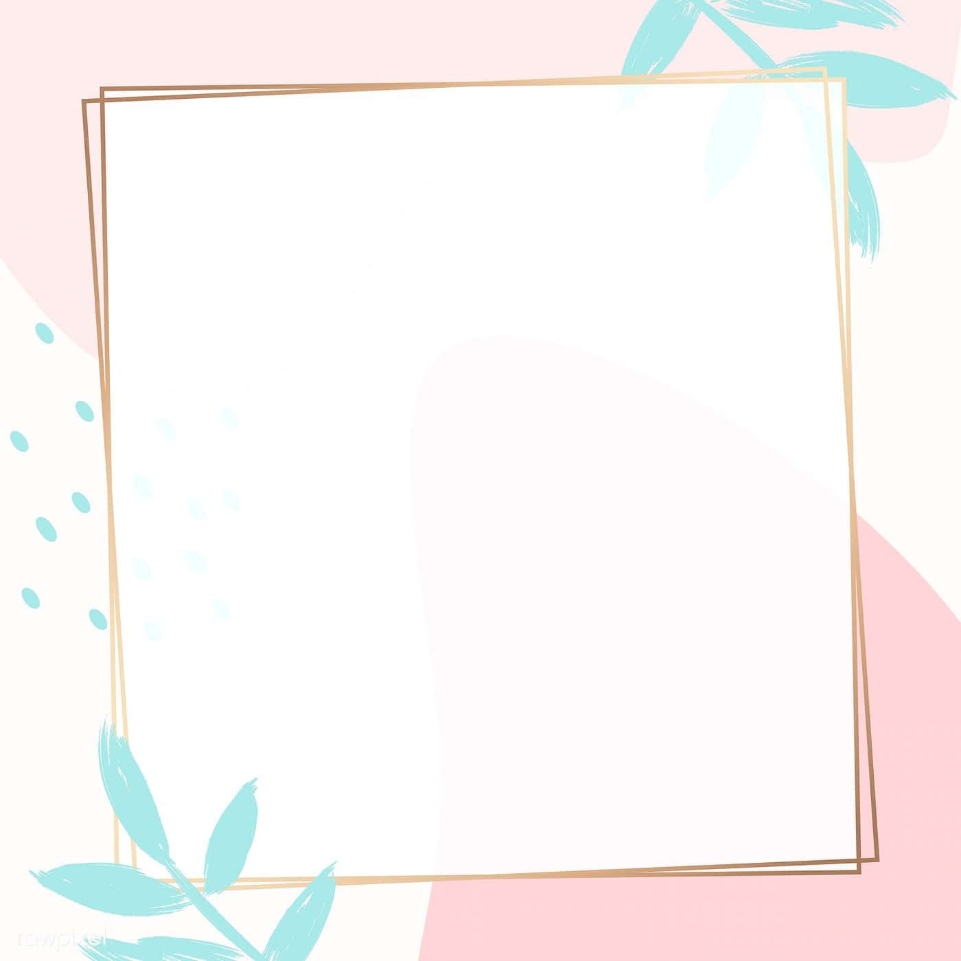 A Pink And Blue Background With A Frame And Leaves