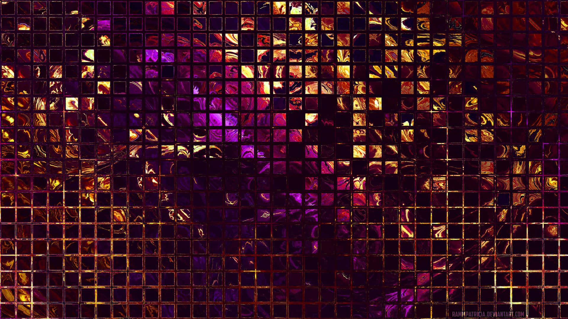 a mosaic tiled background with purple and gold colors