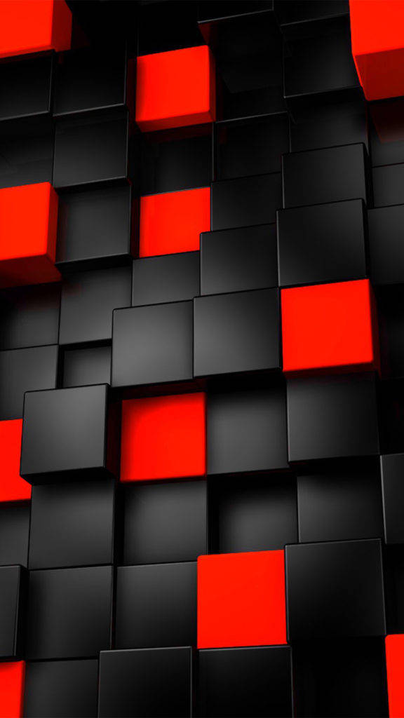 Quadratisches,rotes Und Schwarzes Handy. Wallpaper