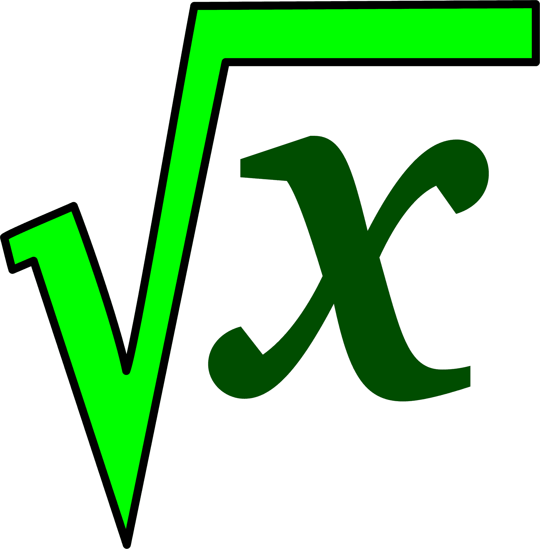 Square Root Symbol Greenon Grey Background.png PNG