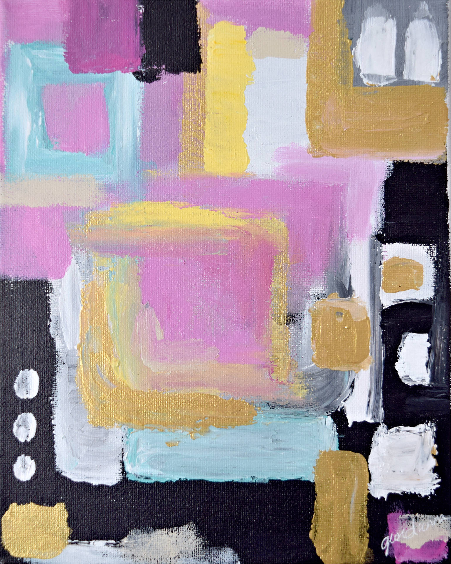 Squares Oil Paint Abstract Art