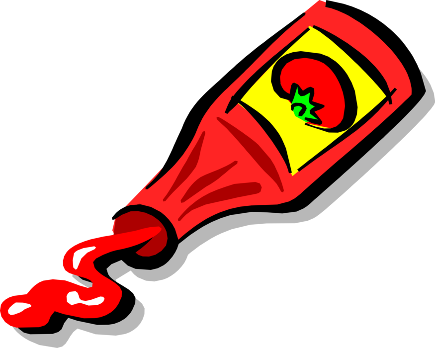 Squeezed Ketchup Bottle Illustration PNG