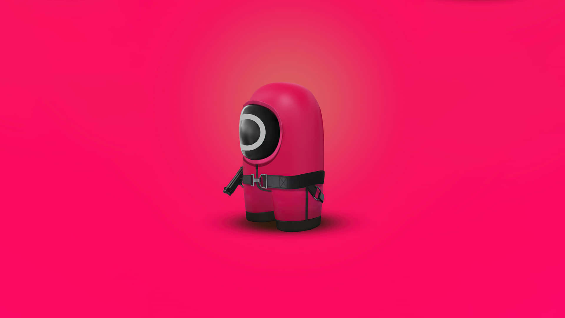 A Pink Robot With A Red Hat On It