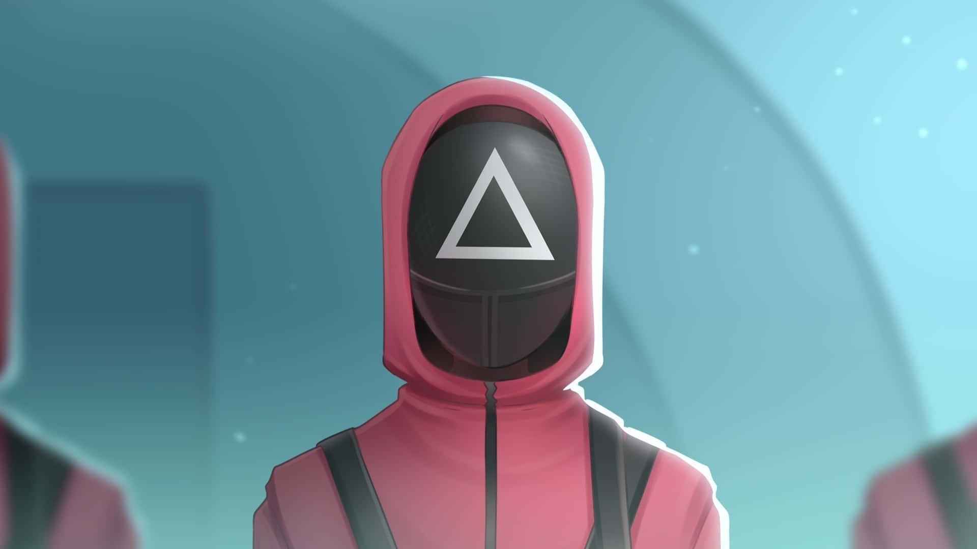 A Pink Hooded Man With A Triangle On His Head
