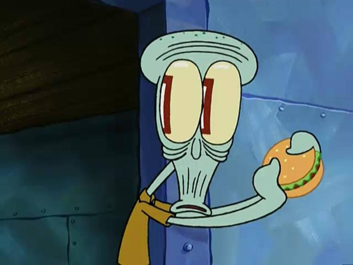 Squidward Tentacles Funny Burger Meme