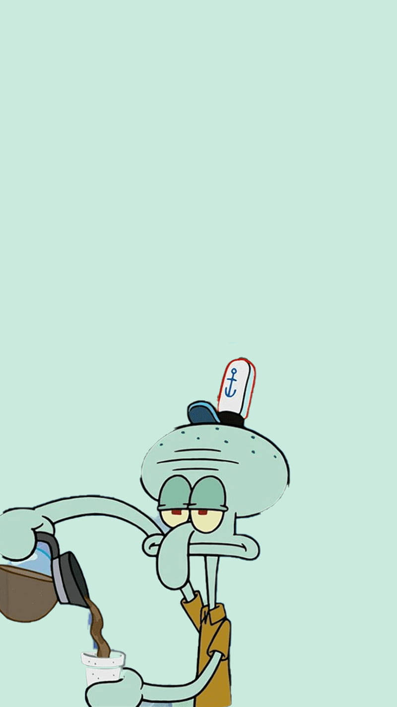 Squidward Tentacles Pouring Coffee Wallpaper