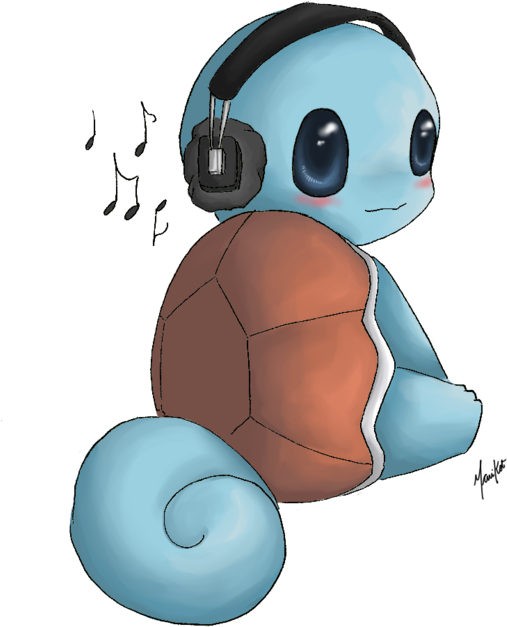 Squirtle Listeningto Music PNG