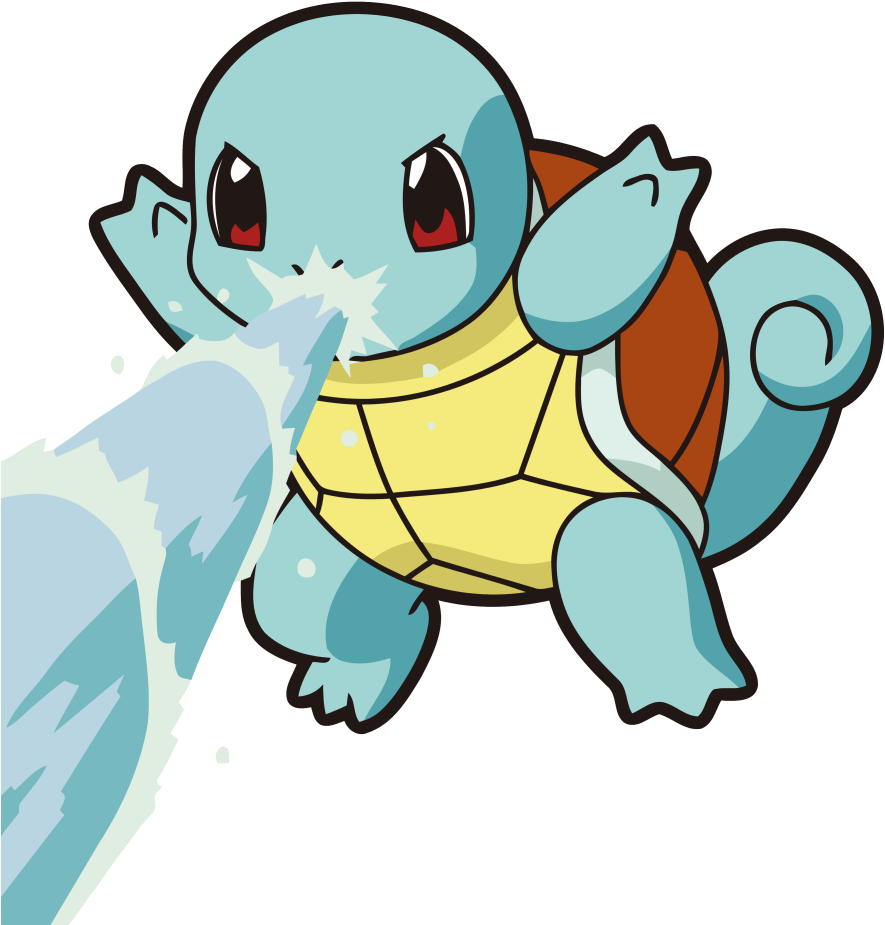 Squirtle Using Water Gun Attack PNG