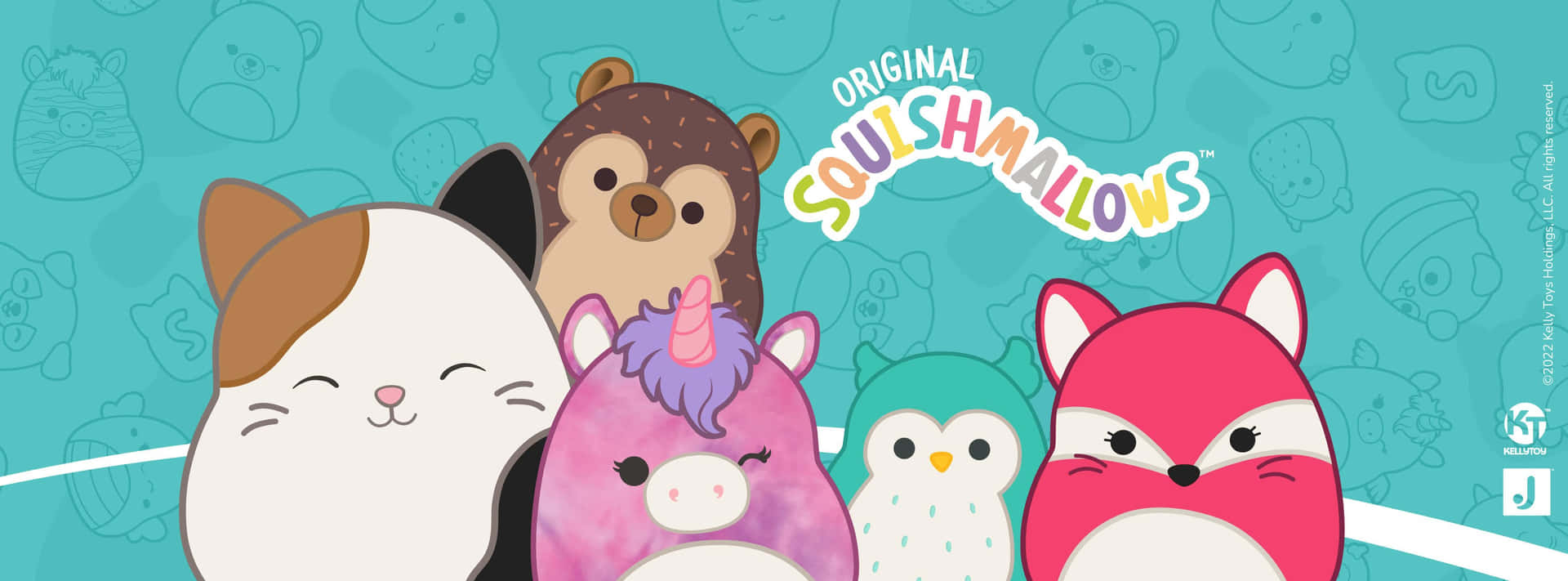 Delightful Collection of Squishmallows on a Pink Background