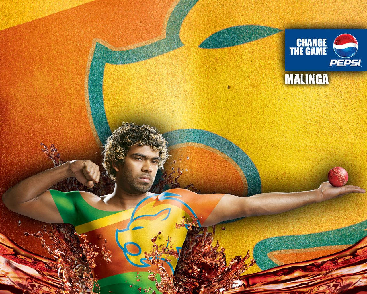 Sri Lanka Cricket Lasith Malinga Pepsi Logo vægmaleri Wallpaper