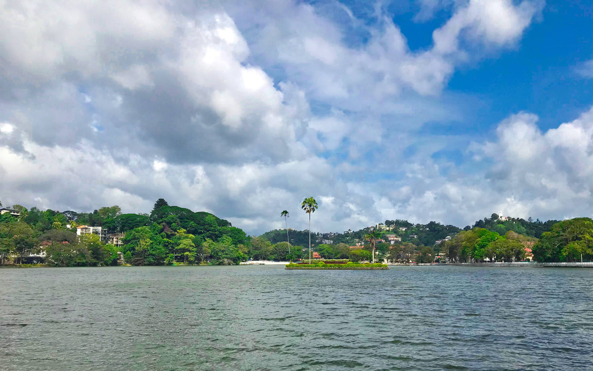 Sri Lanka Kandy Lake Island Background