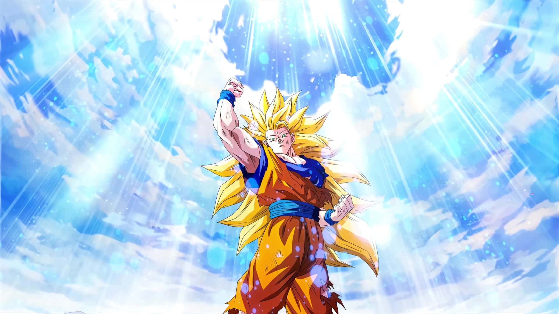 Download Goku powers up to Super Saiyan level in the amazing