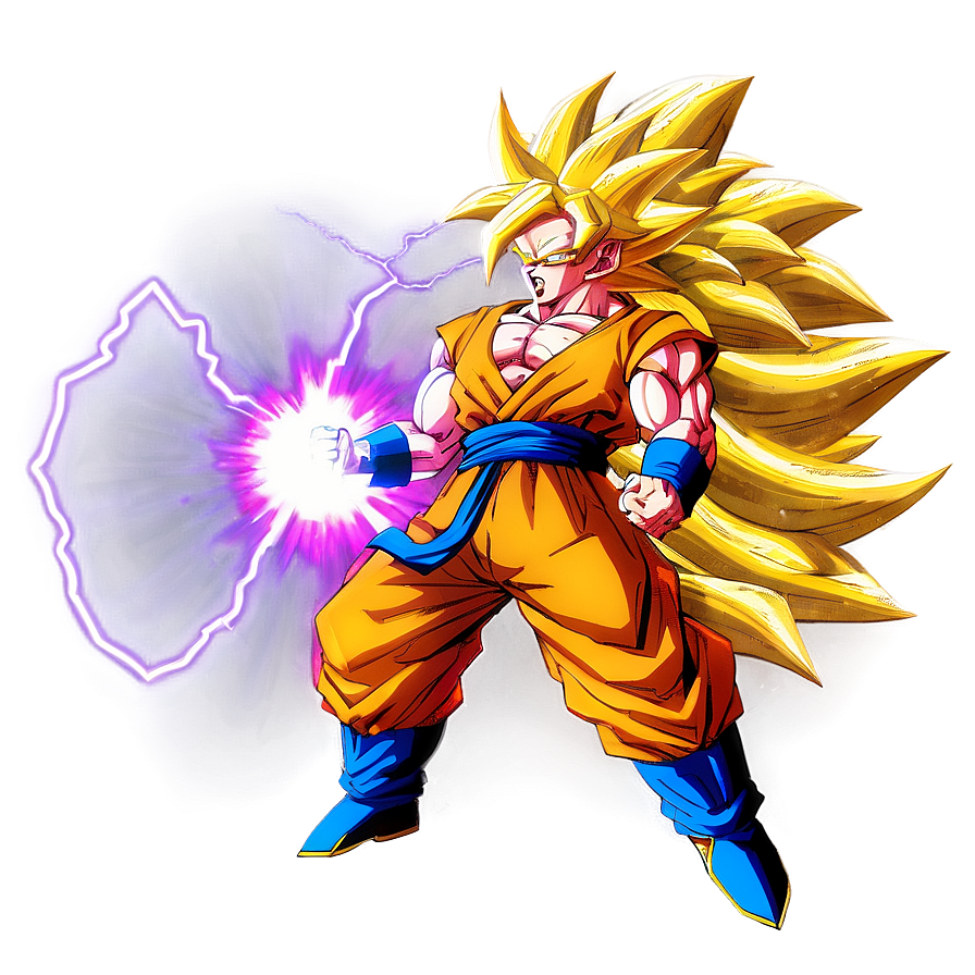 Ssj3 Goku With Lightning Aura Png Rrj PNG