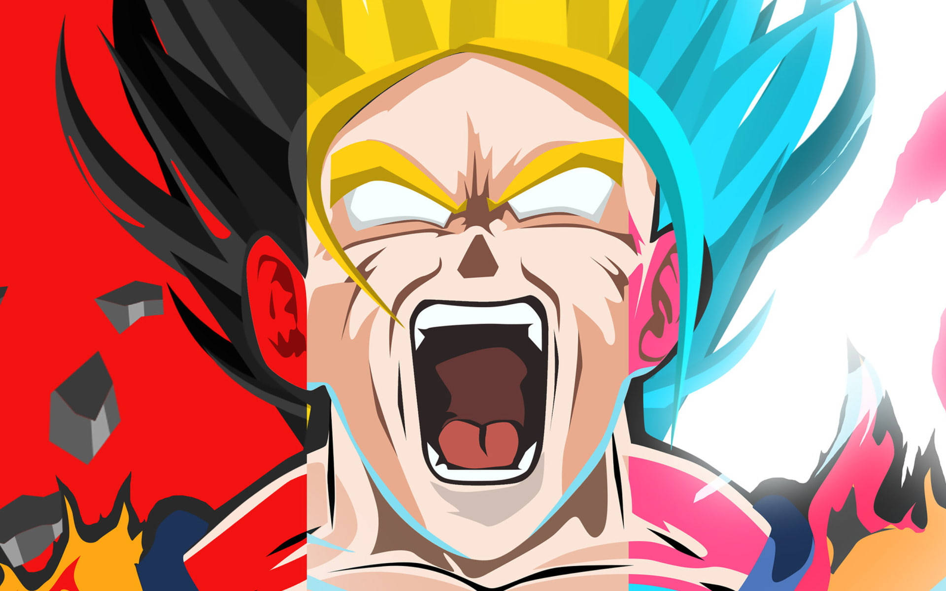 Ssj4 Goku tre transformationer Dragon Ball Anime Tapet Wallpaper