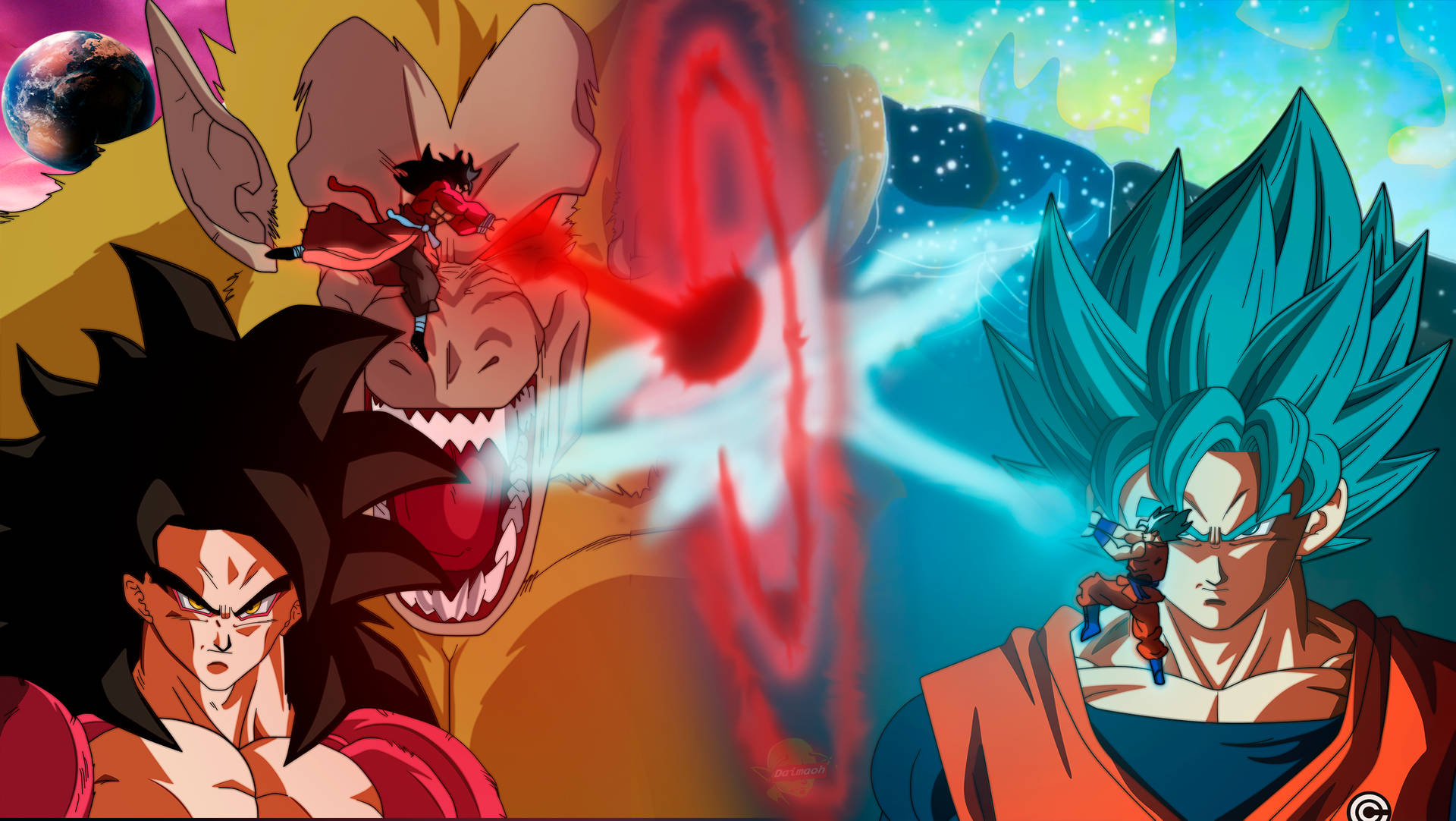 Ssj4 Goku Versus Broly Wallpaper