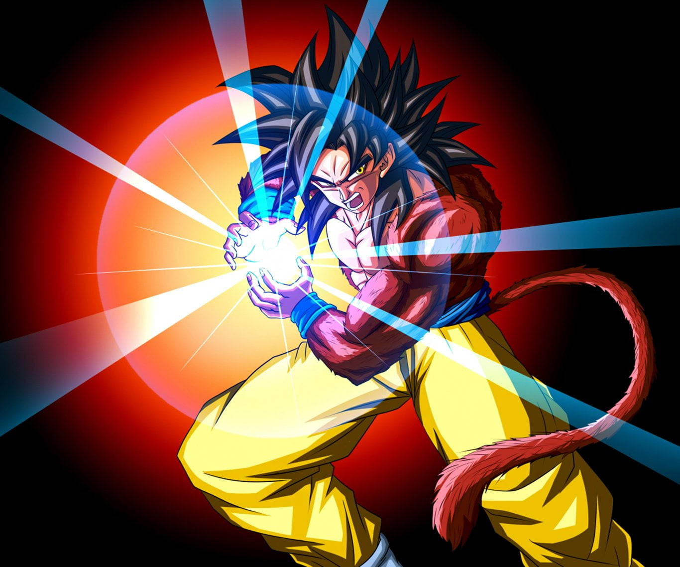 Ssj4 Goku Hvid Energi Kugle På Live Tapet Wallpaper