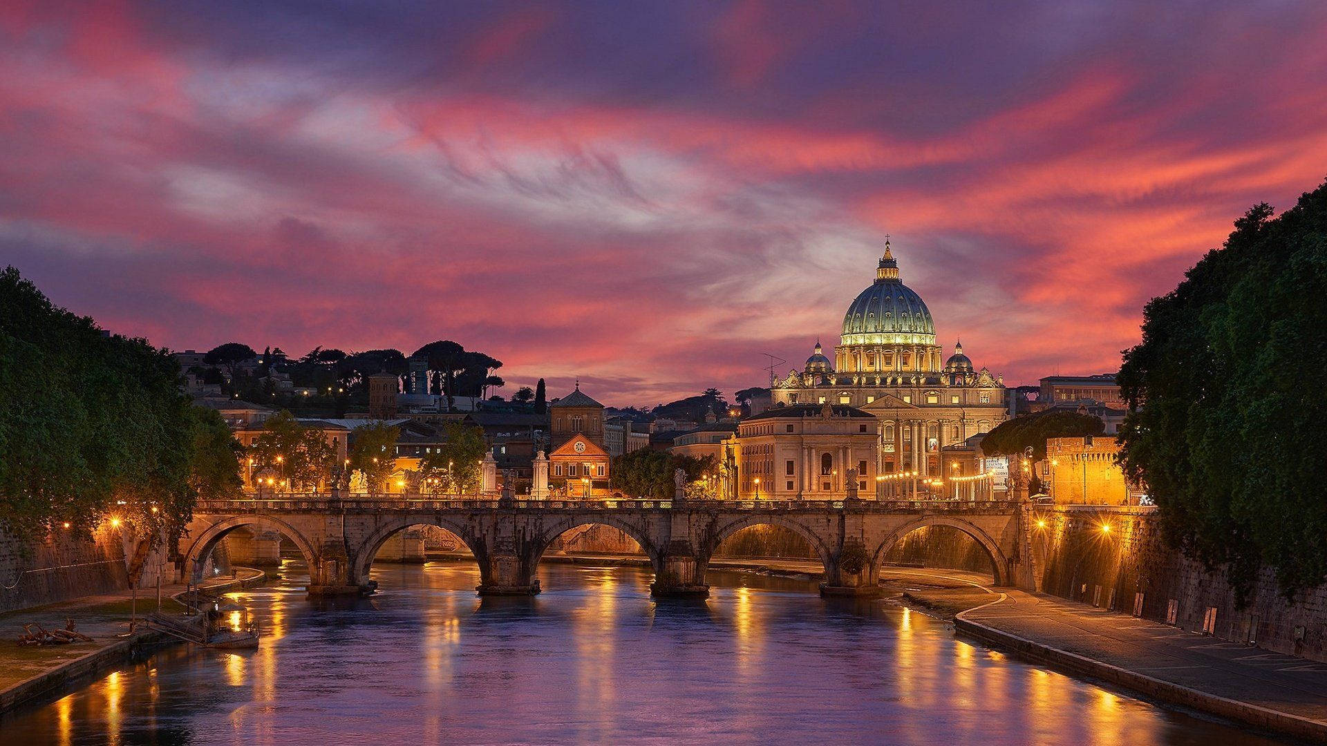 St Angelo Bridge Vatican Europe Wallpaper