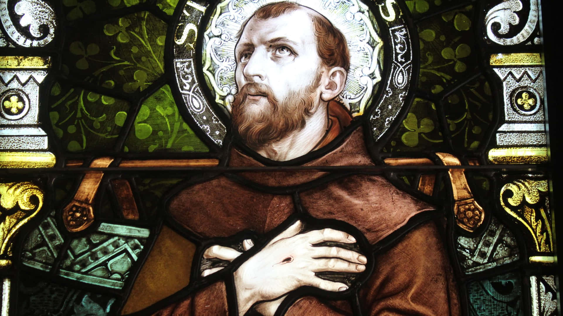 St. Franciscus Van Assisi Glas-in-lood Achtergrond