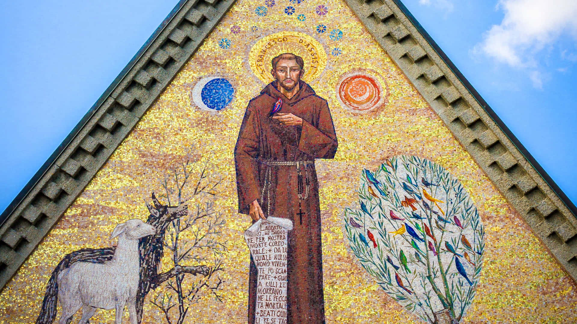 St. Franciscus Mozaïek Kunstwerk Achtergrond