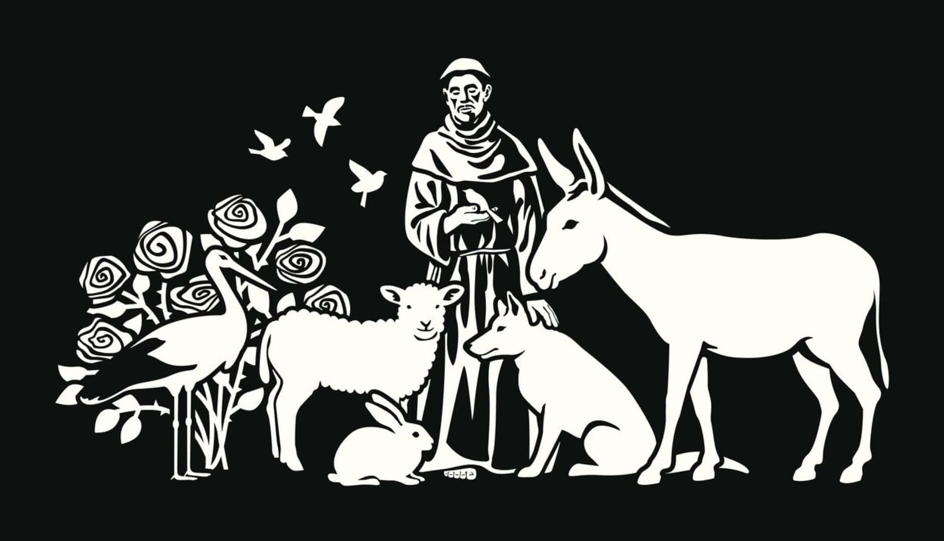 Saint François D'assise Avec Des Animaux Fond d'écran