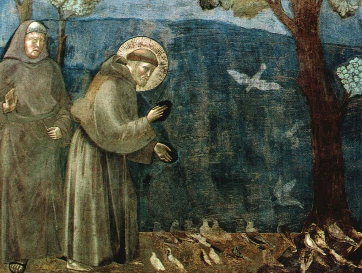 Saint François Prêchant Aux Oiseaux Fond d'écran