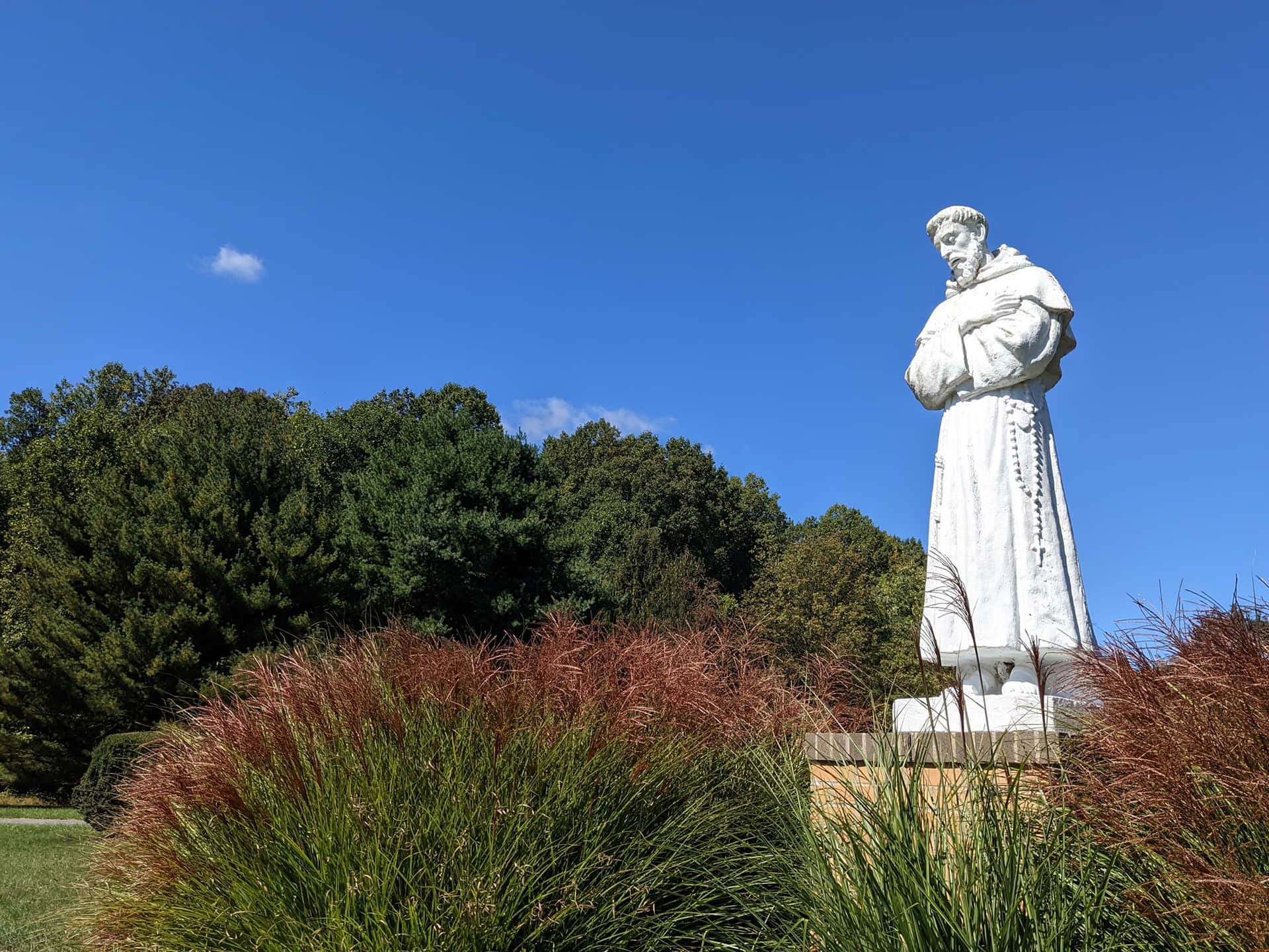 St. Franciscus Standbeeld Buiten Achtergrond