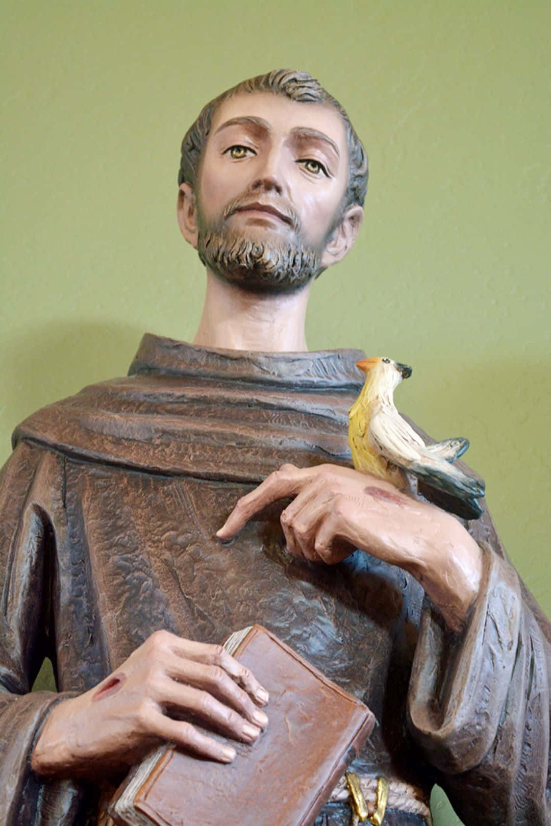 Statue De Saint François Avec Un Oiseau Fond d'écran